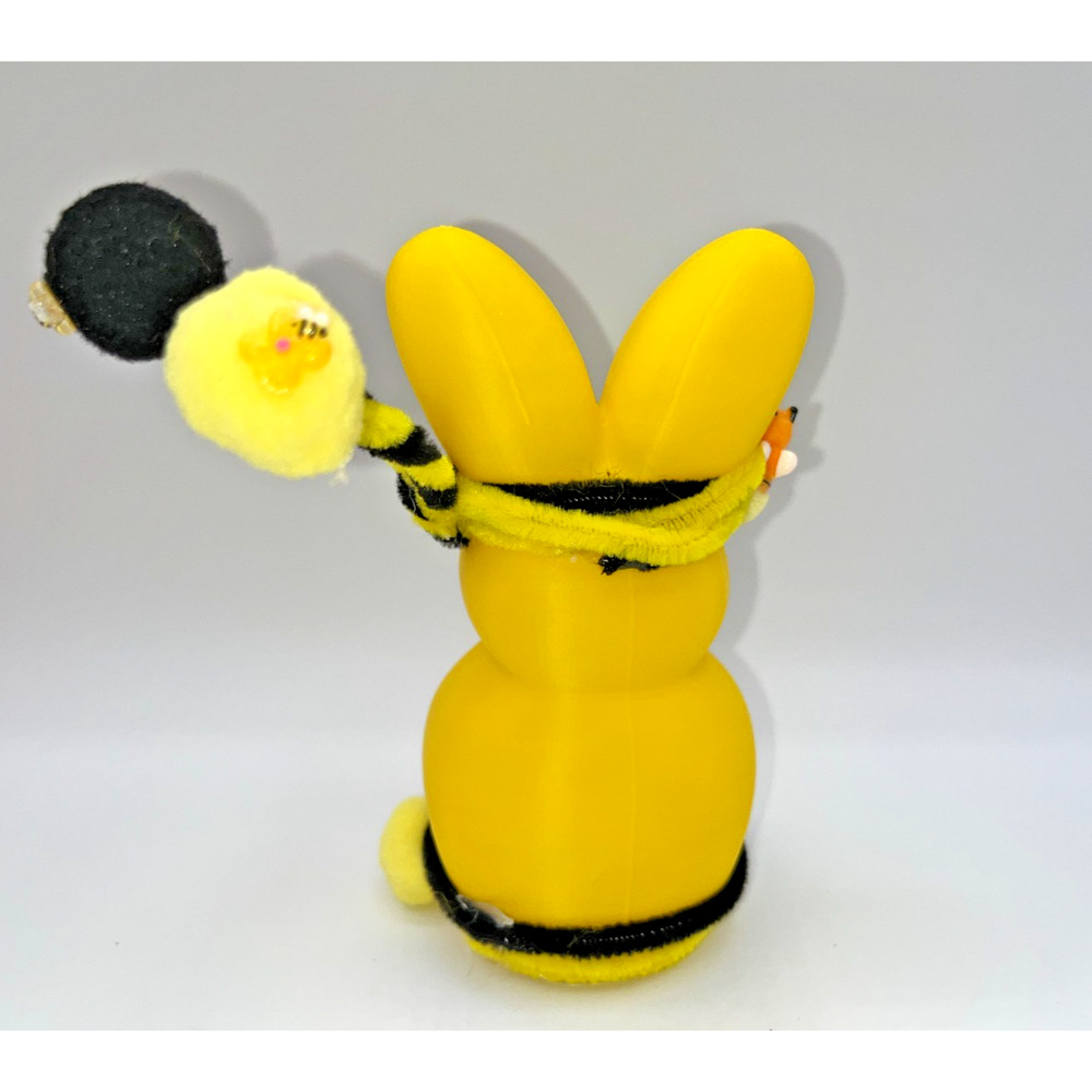 Large Yellow Bunny Peep Ninja Bumble Bee Peep Fluffy Pom Deb O. Originals OOAK - Picture 12 of 16